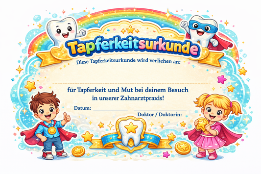 Tapferkeitsurkunde Zahnarzt – Zahnhelden | DIN A4 | 160 g/m²
