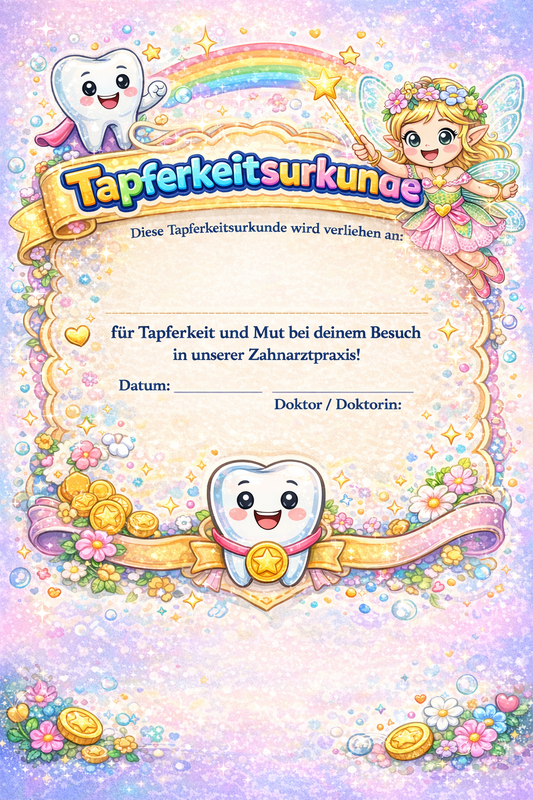 🦷Tapferkeitsurkunde Zahnarzt – Bunt &amp; Magisch | DIN A4 | 160 g/m²