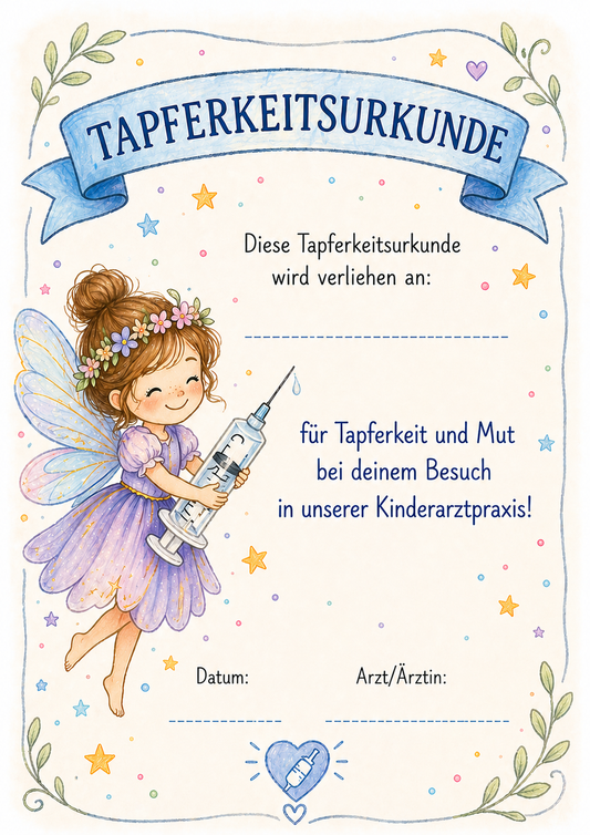 Tapferkeitsurkunde Arztpraxis – Impffee | DIN A4 | 160 g/m²